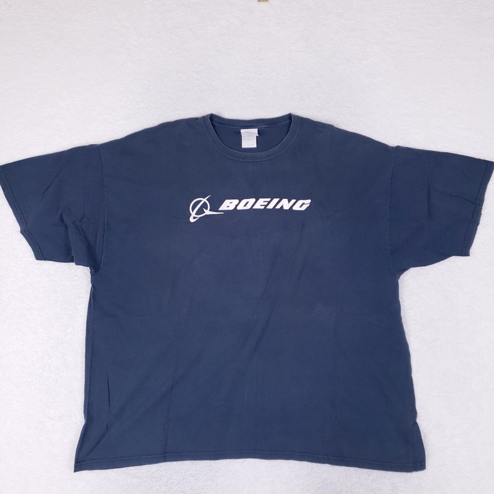Boeing Graphic T Shirt Mens 3XL Navy Blue Aviation Aerospace Logo Big and Tall